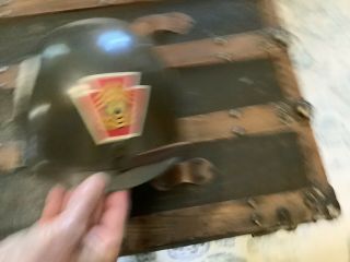 WWII Era Helmet Liner With Decal Emblem Signed Sweatband 2