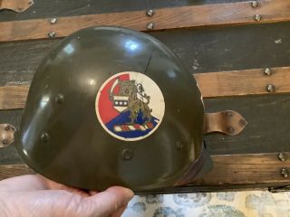 WWII Era Helmet Liner With Decal Emblem Signed Sweatband 3