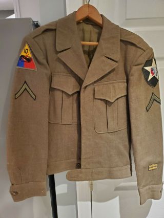 Ww2 Us Army Field Jacket 2nd Infantry Division Wool Ike Uniform 1944 Size 34r