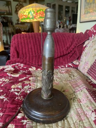 Ww2 World War Two Trench Art Lamp Birds 40mm Shell Old Carved Bird