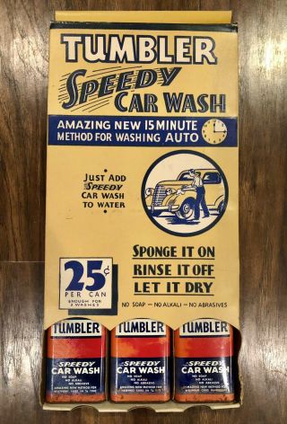 1930s Nos Car Cleaner Store Display Cardboard Advertising W/ Contents