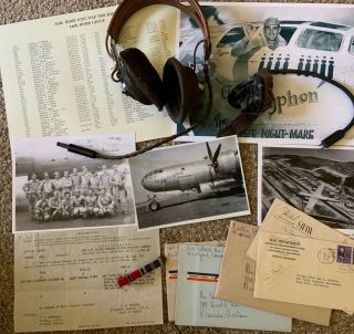 Wwii Named B - 29 Bomber Pilots Head Set Throat Mike,  315th Bomb Wing,  Ww2 Group