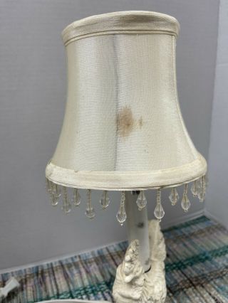 Vintage Heavy metal (iron) Chicken Lamp with Beaded Shade 2