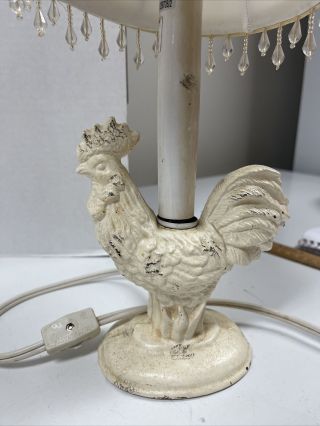 Vintage Heavy metal (iron) Chicken Lamp with Beaded Shade 3