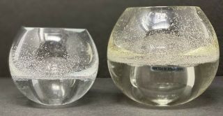 Vtg 2 Hand Blown Round Art Glass Bubble Oil Lamp Paperweight Bud Vase Poland 3