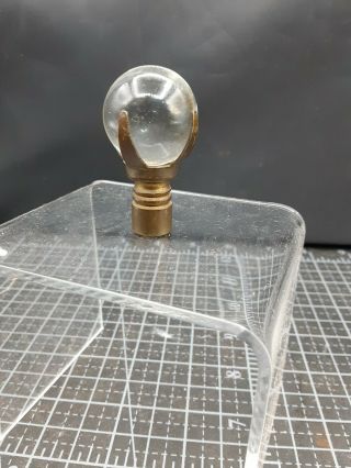 Vintage Clear Glass And Brass Lamp Finial Ceiling Light Fixture 1 3/4 " Tall B8s