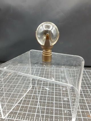 VINTAGE CLEAR GLASS AND BRASS LAMP FINIAL CEILING LIGHT FIXTURE 1 3/4 