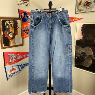 Vintage 90s 1990s Jnco Jeans Baggy Skater Denim Blue Men 