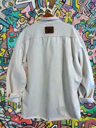 Karl Kani Men ' s Shacket denim Shirt Jacket Vintage 90s oversized large off white 3