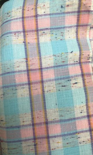 Vintage Pink,  Blue And Purple Plaid Fabric