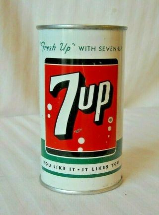 7 Up Black Stripe Flat Top Pop Can - Pre Zip 1961