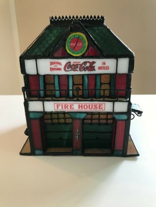 Coca Cola Franklin Stained Glass Fire House 1998 - Lighted -