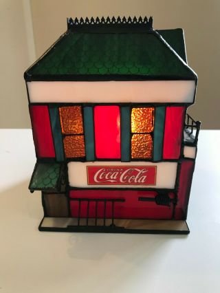 Coca Cola Franklin Stained Glass Fire House 1998 - Lighted - 3