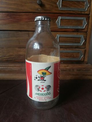 Vintage Mexican Coca Cola Bottle Pique Mascot Fifa Football World Cup Mexico 86