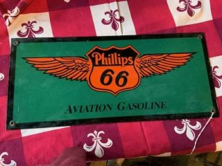 Vintage Phillips 66 Aviation Gasoline Advertising Sign