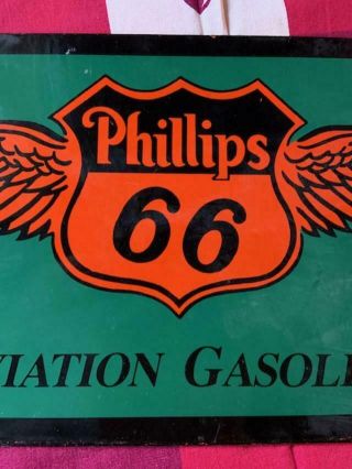 Vintage Phillips 66 Aviation Gasoline Advertising Sign 2
