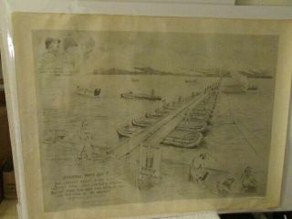 Army Corp Of Engineers Print Of Bridge Over The Rhine River Germany Gen Collins
