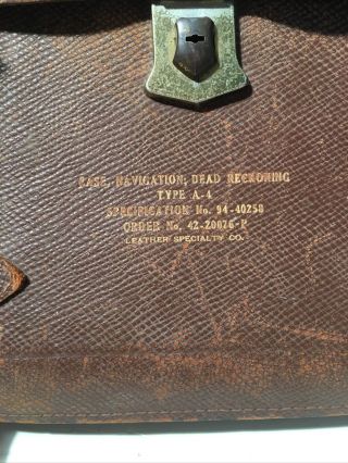 WWII USAAF Type A - 4 Navigator ' s dead reckoning leather briefcase 2