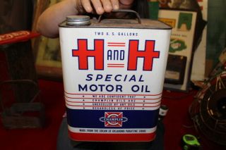 Vintage Champlin H&h Special Motor Oil 2 Gallon Metal Can Gas Station Sign