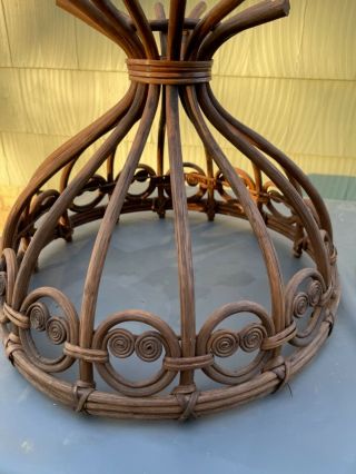 Bentwood Rattan Lamp Shade Vintage Key West Cottage 19’ Dia 16’h
