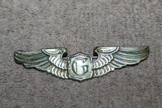 Ww2 U.  S.  Army Air Forces Full Size Sterling " G " Glider Pilots Wings,  Pb