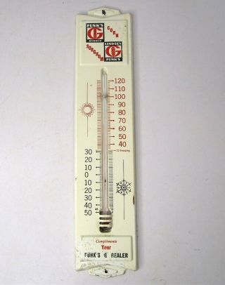 Funk ' s G Hybrid Seed Corn Sorghum Dealer Thermometer Vintage Farm Advertising 3