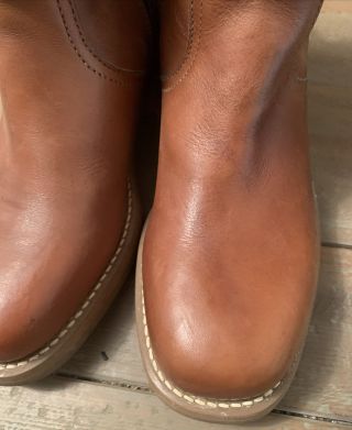 Frye Men ' s Vintage Boot Leather Boots Square Toe Zip Up Sz 9 1/2 Cognac EUC 2