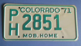 1971 Colorado Mobile Home License Plate Ph - 2851 Man Cave