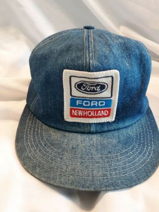 Vintage K - Products Ford Holland Tractor Patch Denim Snapback Trucker Hat