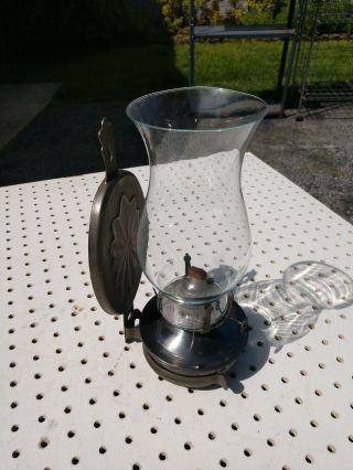 Vintage Oil Lamp W/ Wall Mount Reflector,  Globe,  Adjustable Wick,