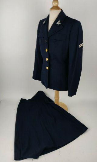 Wwii Ww2 Us Navy Usn Reserves Womens Waves Navy Blue Tunic W/ Skirt