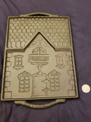 Vintage 1983 John Wright Victorian Gingerbread House Cast Iron Pan Mold 2 Sided