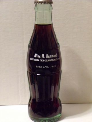 6.  5 Oz Coca Cola Commemorative Bottle - 1982 Aline M Hammond Chattanooga Glass