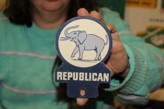 Vote Republican Gop License Plate Topper Gas Oil Porcelain Metal Sign