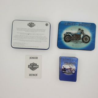 Harley Davidson Bicycle Playing Cards In Tin Springer Softail Motorcycle