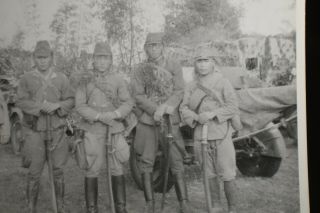 Five Japanese Soldiers With Swords in Uniform Photo Captured Film Luzon P.  I. 2