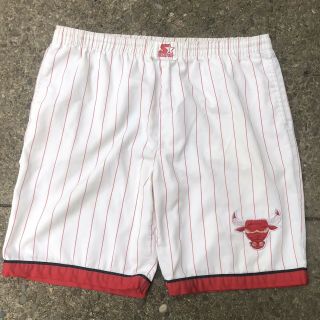 Rare Vintage Chicago Bulls Starter Pinstripe Shorts Size Medium