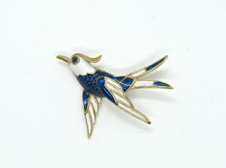 Vintage Signed Crown Trifari Enameled Bird Pin Brooch