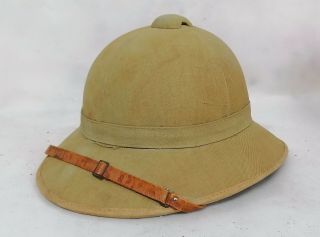 French Army M31 Khaki Colonial Pith Helmet,  Cotton Size 7 1/4 Complete Rare 1930