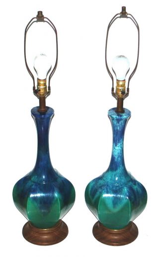 Chilo Mid Century Turquoise Drip Glaze Ceramic Mcm Lamps Storage Find