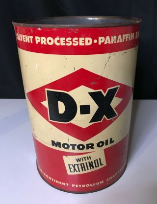 D - X Motor Oil Can Mid - Continent Petroleum Corporation 5 Quart Empty Can