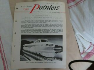 Vintage 1955 Electro Motive General Motors Gm Pointers Passenger Train Paper