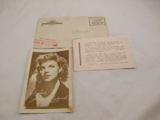 Wwii Judy Garland Photo War Bond Request Letter & Envelope Homefront Mgm Oz 443e