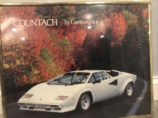 Perfect 1986 Lamborghini Countach 20x16 Vtg Poster Sports Car 80s White
