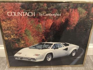 PERFECT 1986 Lamborghini Countach 20x16 Vtg Poster Sports Car 80s White 2