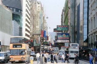 35mm Slides Hong Kong : Busy Streets With Double Decker Buses 1998