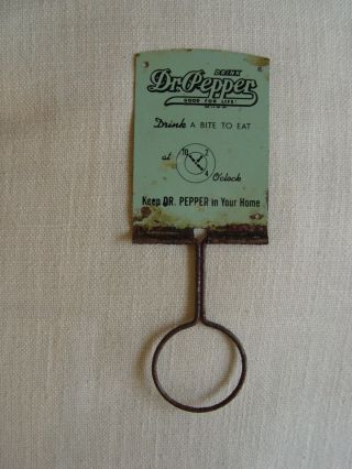 Old Dr Pepper Drink A Bite To Eat At 10 - 2 - 4 Tin Advertising Broom Holder Sign 2