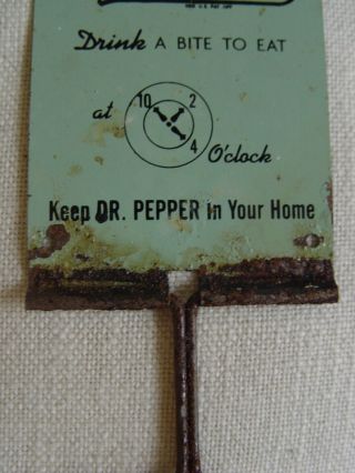 Old Dr Pepper Drink A Bite To Eat At 10 - 2 - 4 Tin Advertising Broom Holder Sign 3