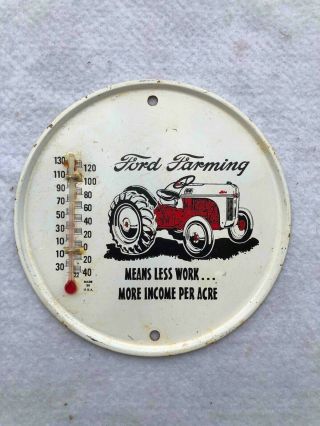 Ford Farming Tractors Painted Metal Advertising Thermometer