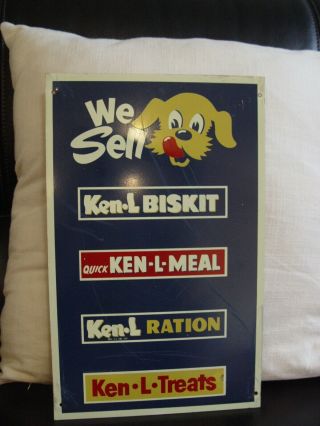 Old Ken - L Ration Dog Food Pet Treats Large Metal Advertising Sign